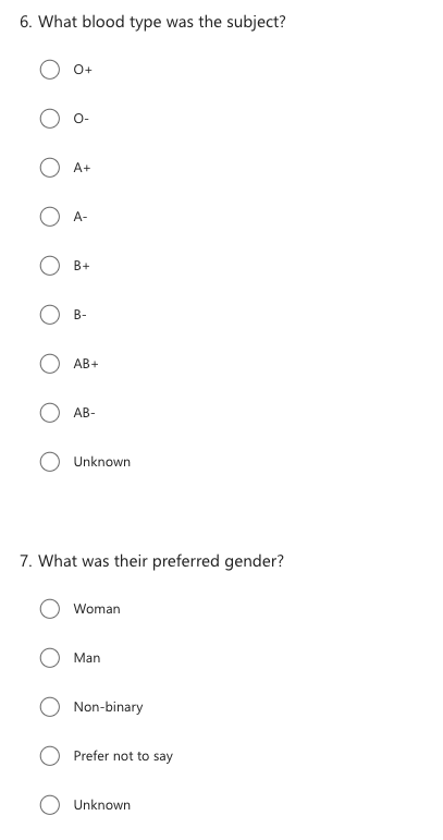 Second part of survey